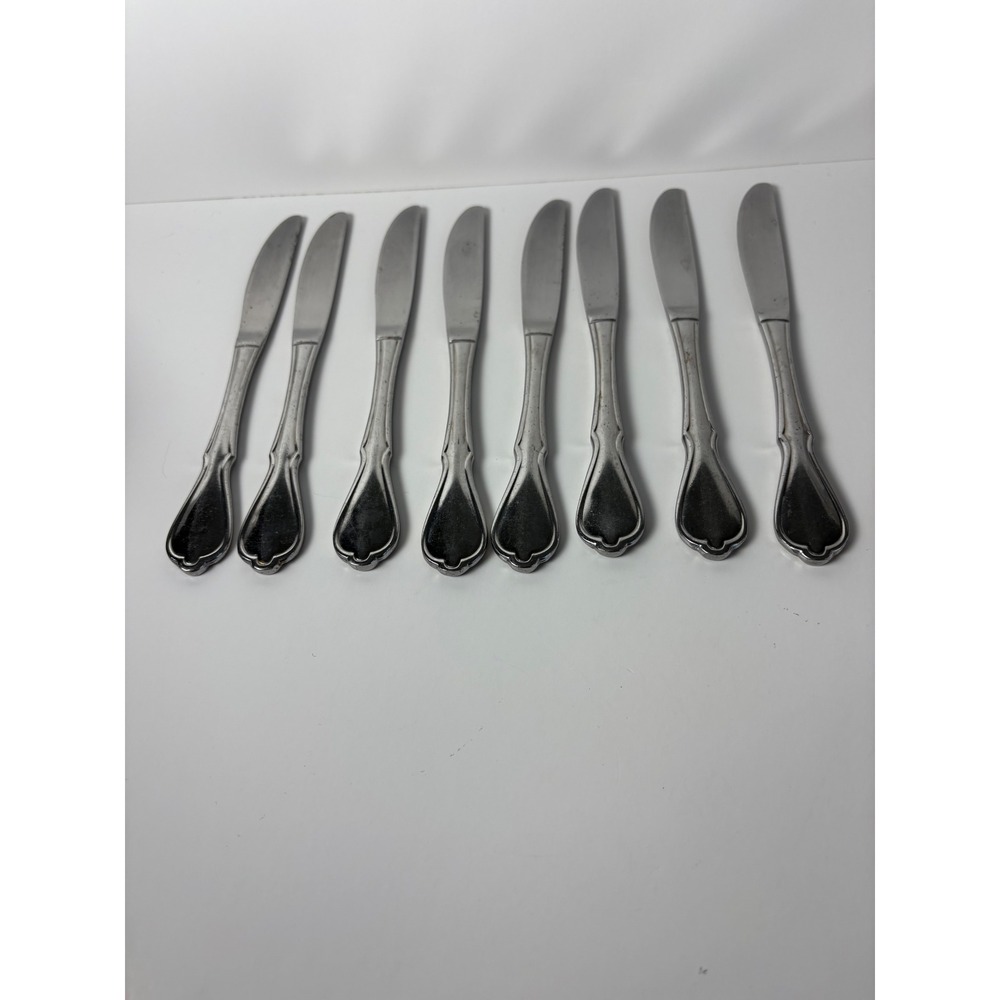 Rostfrei Stainless Steel Dinner Knives Set of 8 Scalloped Handle Serrated Blade